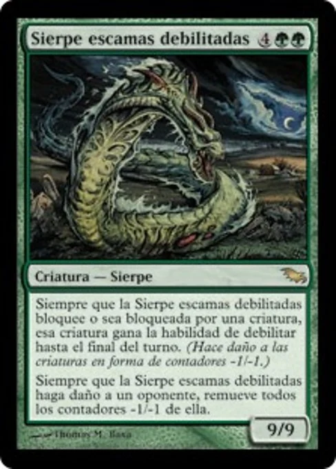 Sierpe escamas debilitadas