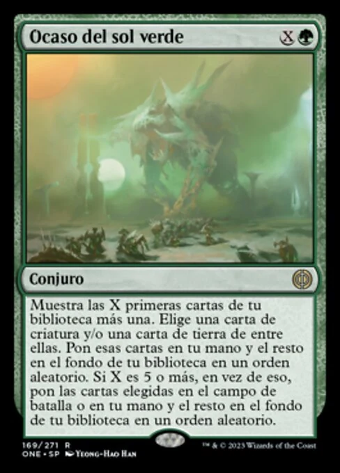 Ocaso del sol verde