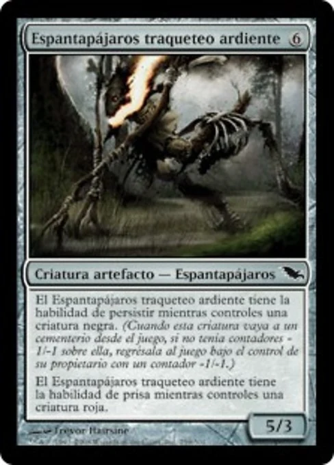 Espantapájaros traqueteo ardiente
