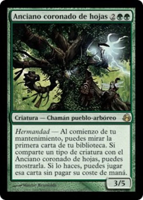 Anciano coronado de hojas