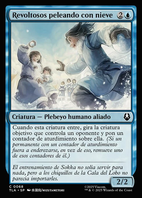 Revoltosos peleando con nieve